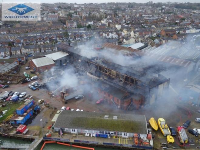 Cowes Fire - January 26, 2016 © Darren Vaughan / Wightdrone